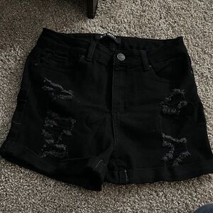 Trendy Black High Waist Denim Shorts